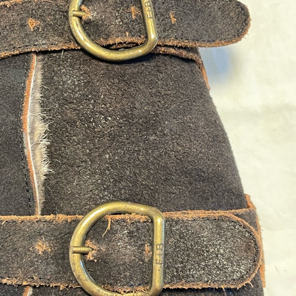 Fiorentini+Baker LEVANZO NERO Brown Suede Boots 3 Straps w/ Gold Buckles - Picture 8 of 16